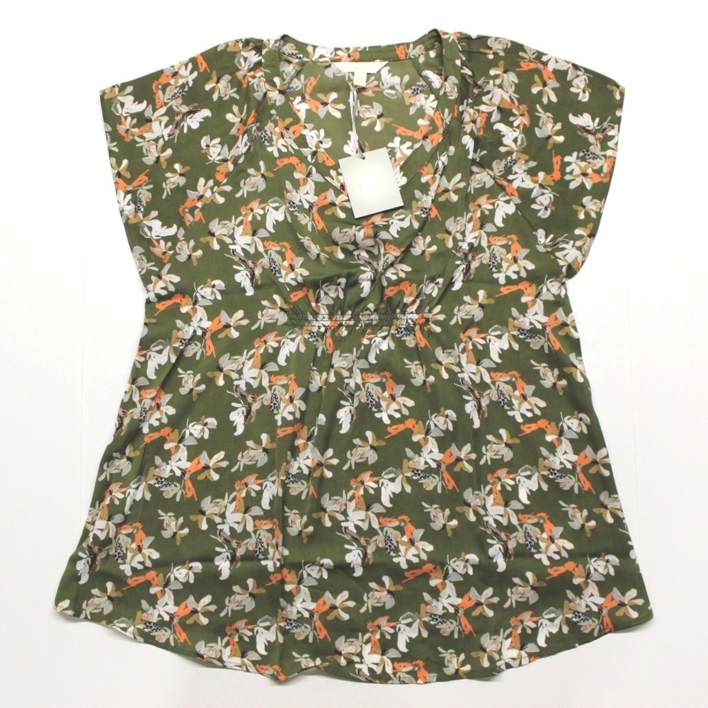 Maternity a:glow Satin Top - Green Print - M